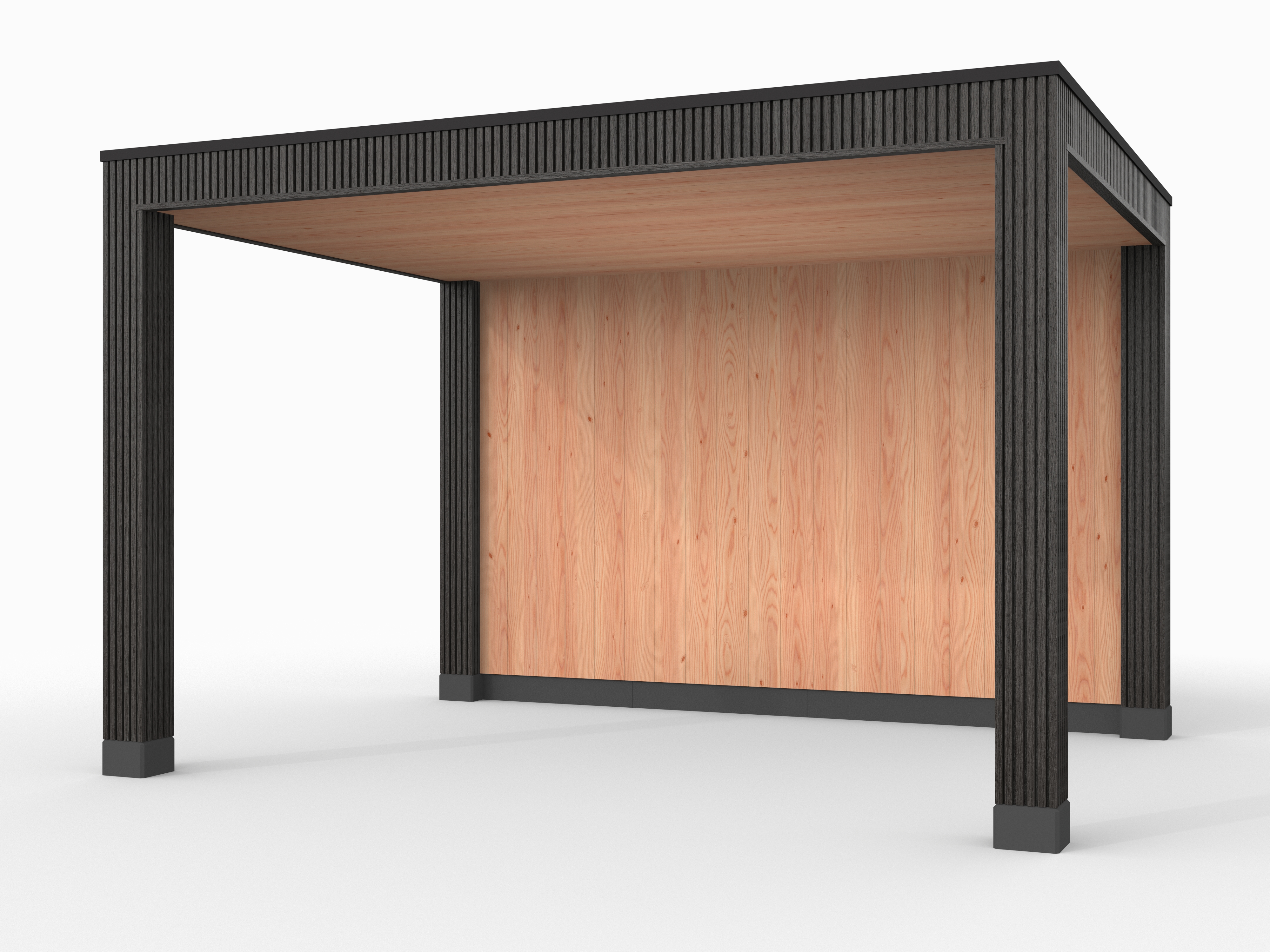 Douglas overkapping, 400 x 300, met achterwand, Westwood Rhombus Zwart - Afbeelding 1